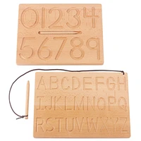 Montessori Aphabet Uppercase & Lowercase Teaching Aids Writing Board Beech Wood English Writing Practice Training Kindergarten 1