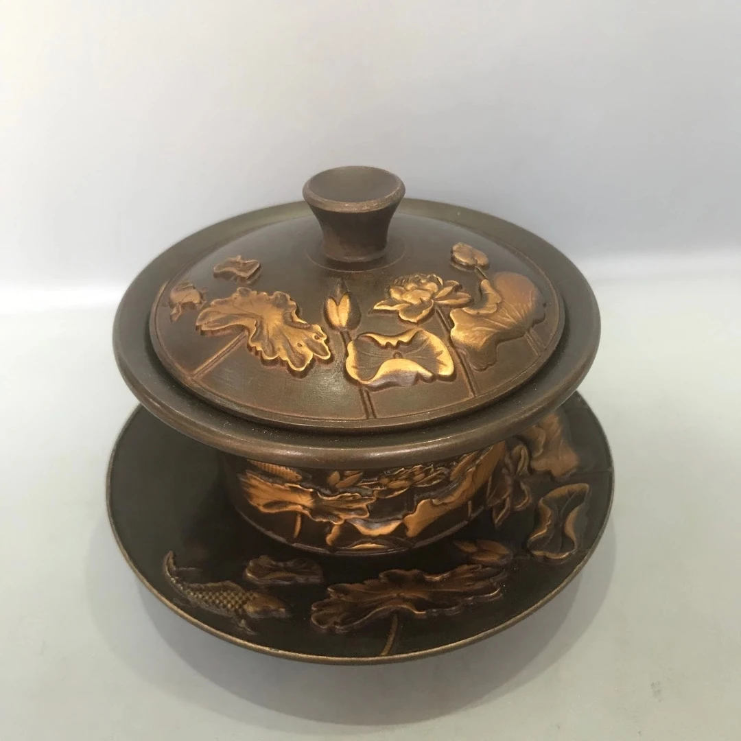 

Chinese point gold old bag pulp humane Kung Fu teacup set lotus cup set set