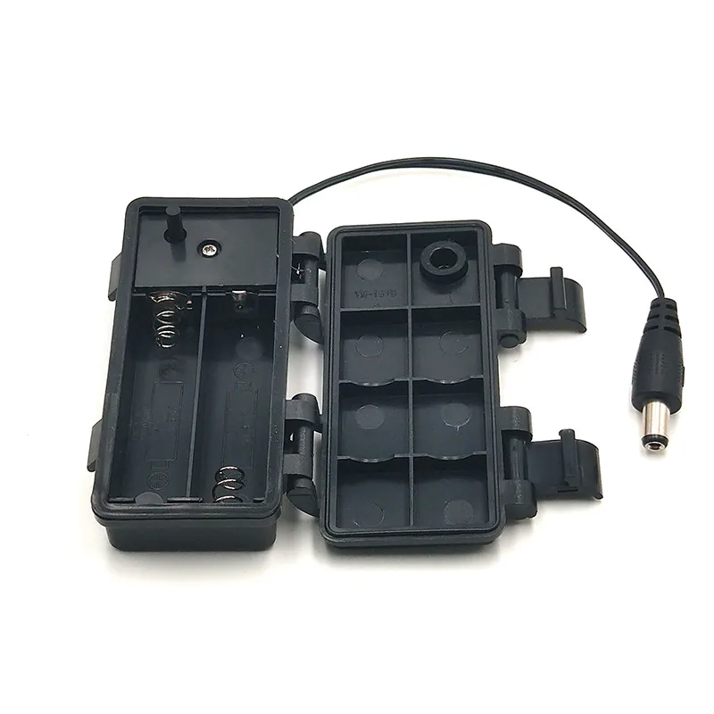 500 개/몫 2x1.5V AA 배터리 홀더 보관 상자 ON OFF 방수 방진 3V 배터리 케이스 쉘 DC5.5 * 2.1mm 플러그