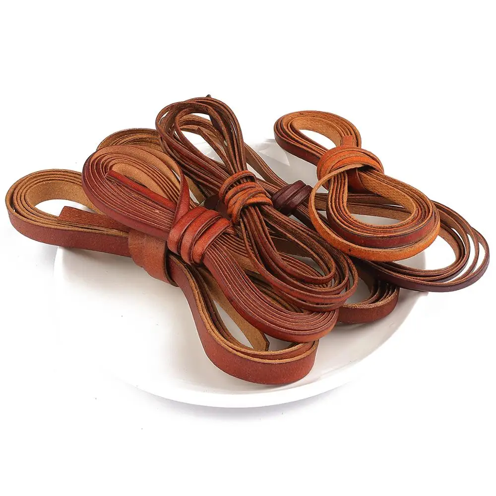 2 Meters Retro Genuine Leather Cord 1.5-10mm Round/Flat Strand Cow Leather Rope For Handmade DIY Accessories leather cord