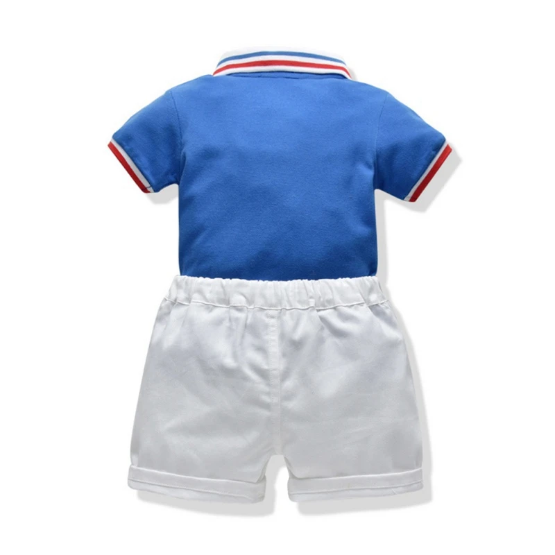 Хлопковые футбольные футболки с лацканами, Размеры S/M/L/XL, удобная летняя повседневная детская спортивная футболка и короткие штаны, комплект детской одежды из двух предметов