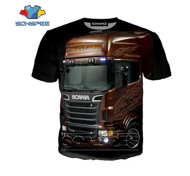 SONSPEE Truck Car 3D Print Hip Hop Men's T Shirt Fashion Harajuku Short Sleeve Funny Logo Men Women Tops Tees Shirts Homme 2007
