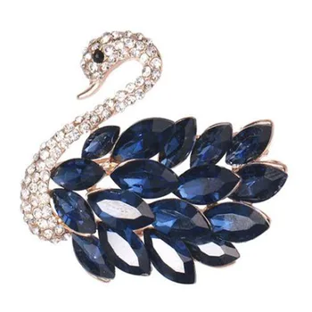 

Crystal Swan Brooches 3 Colors Choose Rhinestone for Women Elegant Animal Pins Fashion Jewelry