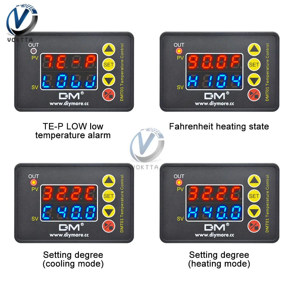 DMT01 микрокомпьютер контроллер температуры AC110V-220V/2200 Вт DC24V/480 Вт DC12V/240 Вт Цифровой дисплей контроллер температуры