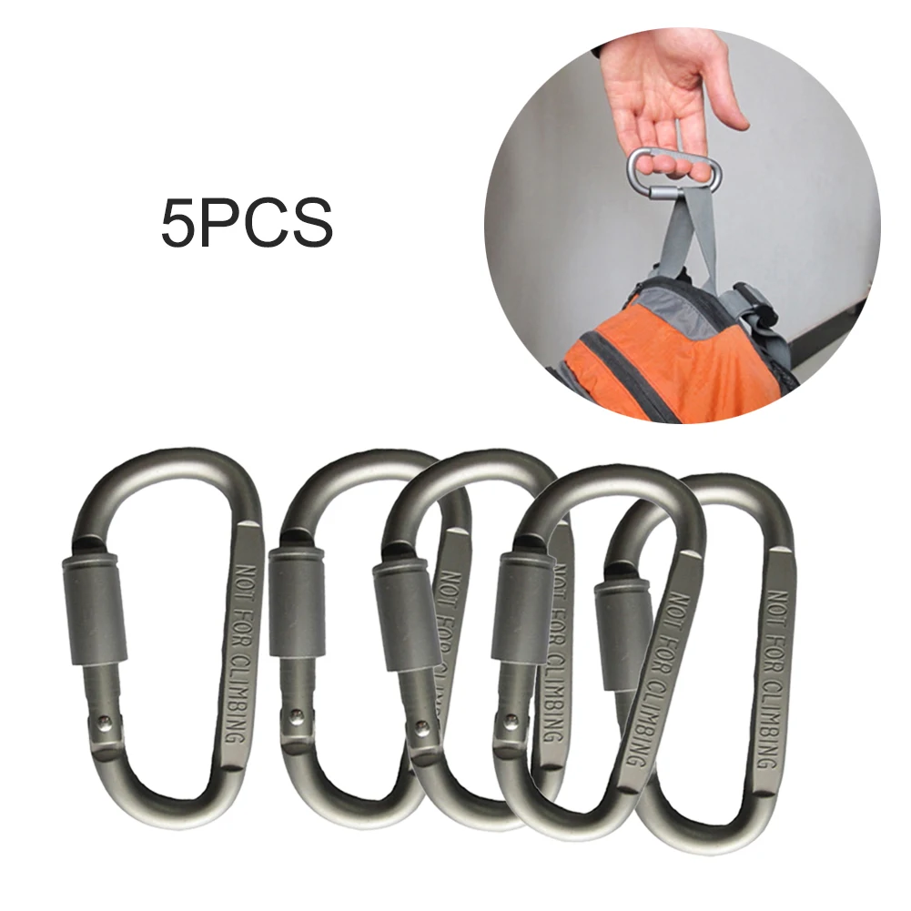 

5pcs Aluminum Alloy D-ring Locking Carabiner Hook Buckle Keychain for Outdoor Camping Hiking Climbing Tools Dropshipping