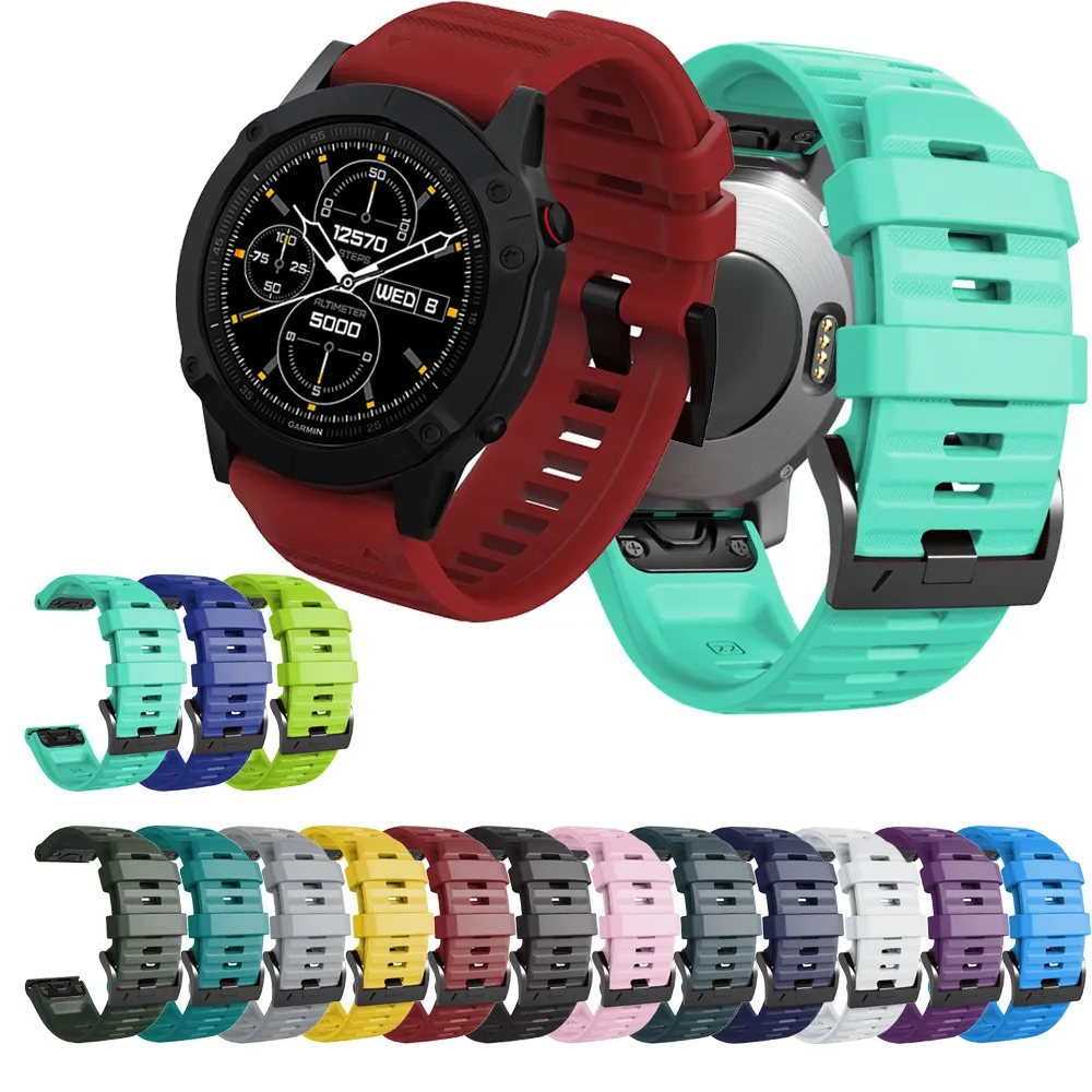 26 мм совместим с Fenix 6X Pro полос мягкий силиконовый легко подходит ремешок Замена для Fenix 6X/Fenix 6X Pro/Fenix 5X