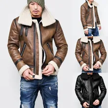 Модная мужская куртка на осень зиму с высоким воротником, теплая меховая подкладка, кожаная верхняя одежда на молнии с отворотом, кашемировое пальто, Топ