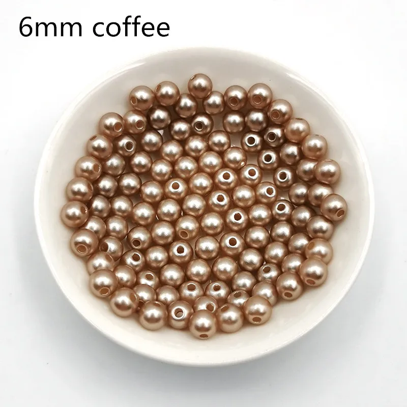 coffee 200 шт./пакет 6 мм отверстие ABS Круглый искусственный жемчуг бусины для шитья одежды ремесла DIY ювелирное ожерелье ручной работы аксессуары для браслетов - Цвет: coffee