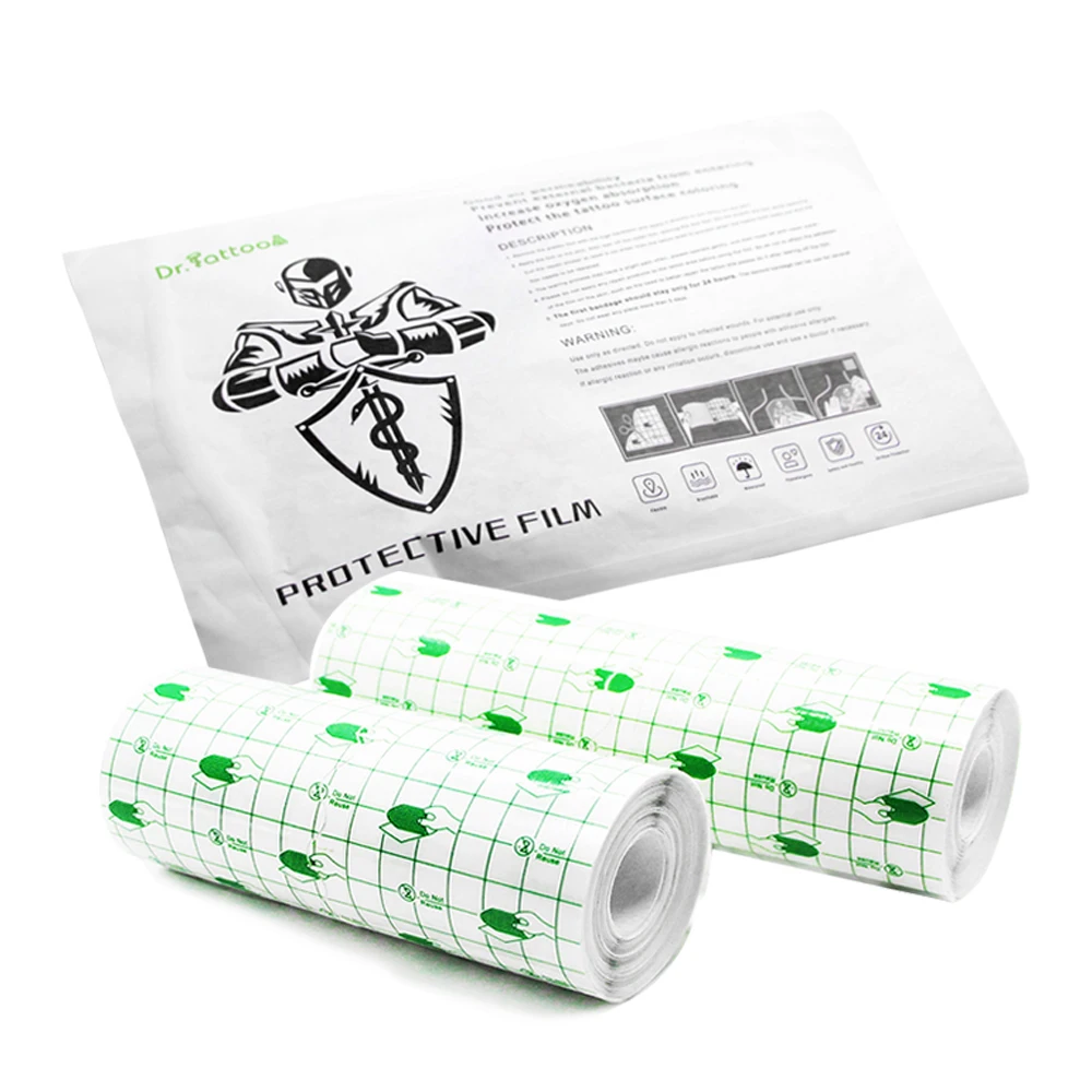 Dr.Tattoo Care Transparent Waterproof Bandage For Tattoo Aftercare Help To Protection Film Prevent Wound Bacterial Infection 1 pair tattoo cover up compression sleeves bands forearm concealer support skin color tattoo aftercare uv protection oversleeve
