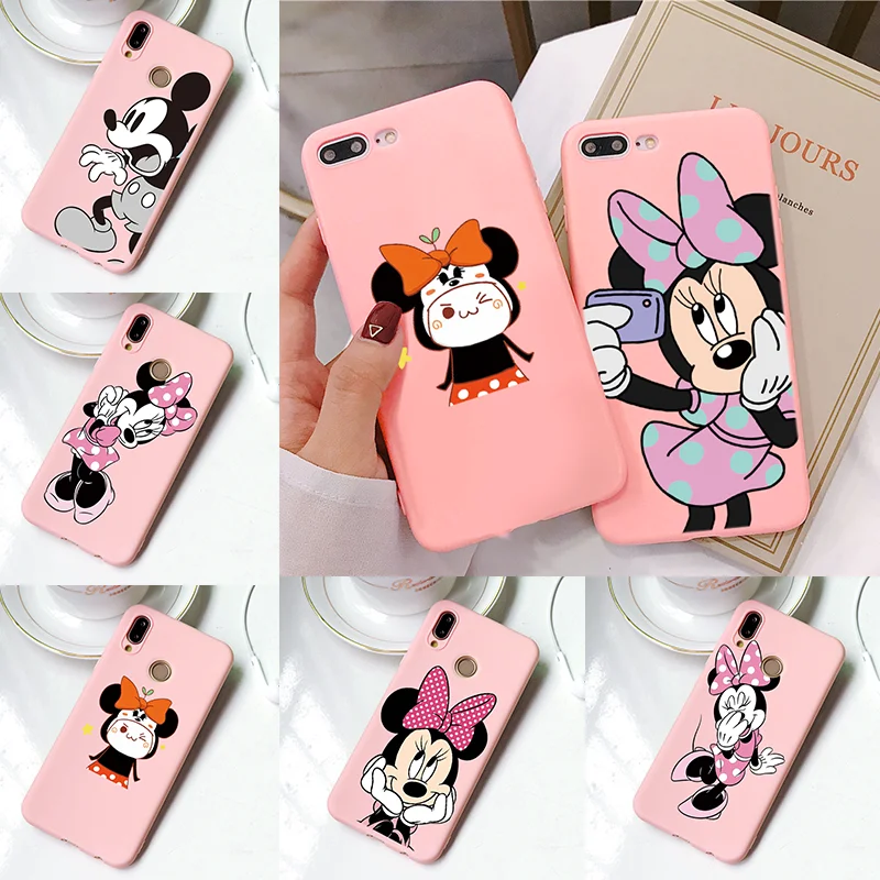 

Fashion Cartoon Couples Pink Matte Case For Huawei P20 Lite P30 Mate 10 20 Honor 8X 20i 10i 10 20 Pro Lite P Smart Y9 2019 Coque