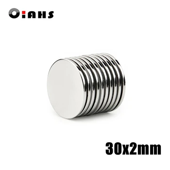 

1/2pcs 30x2mm Super Powerful Strong Bulk Small Round NdFeB Neodymium Disc Magnets Dia 30mm x 2mm N35 Rare Earth NdFeB Magnet