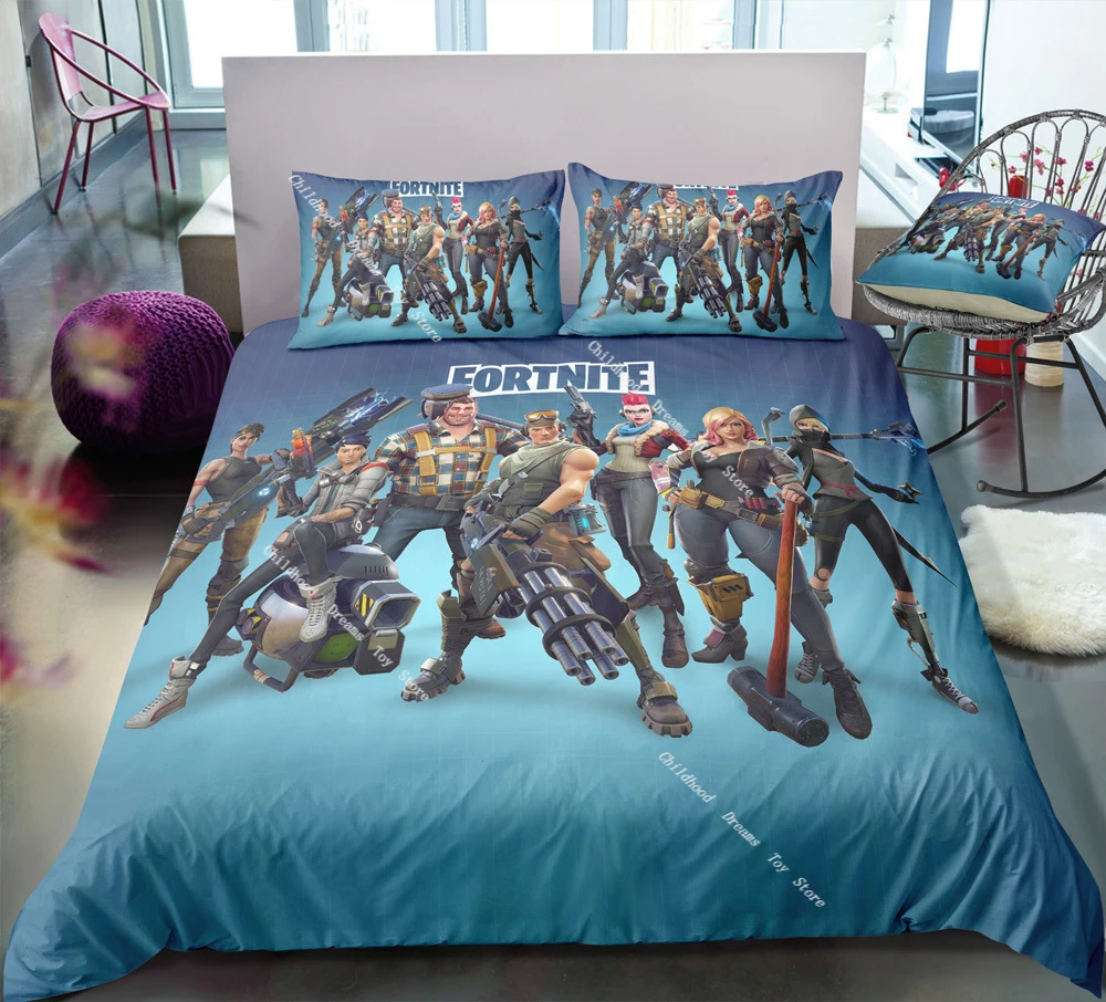 Funda nórdica de Fortnite, juego de cama con estampado de fortaleza nocturna, funda de edredón, funda de almohada, de cama para decoración del hogar|Cine y TV| - AliExpress