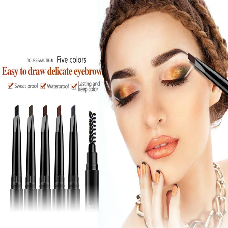 

Eyebrow Enhancer With Stencil Eyes Make Up Tools Cosmetics Natural Long Lasting Paint Waterproof Black Eyebrow Pencil