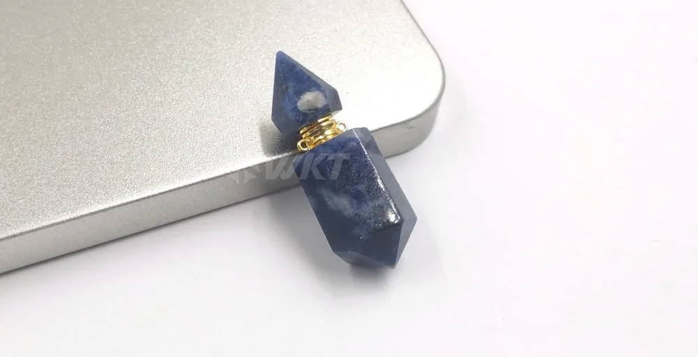 WT-P1481 Новинка! Подвеска в виде бутылочки парфюма кулон из натурального камня Радуга Цвет с золотой Гальванизированный подвесной крючок Цепочки и ожерелья