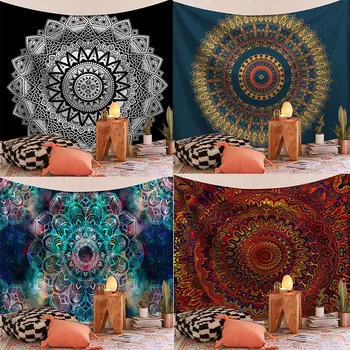 

Unique Mandela Wall Hanging Tapestry Psychedelic Pattern Yoga Throw Beach Throw Carpet Hippie Home Decor Wall Tapestry Blanket