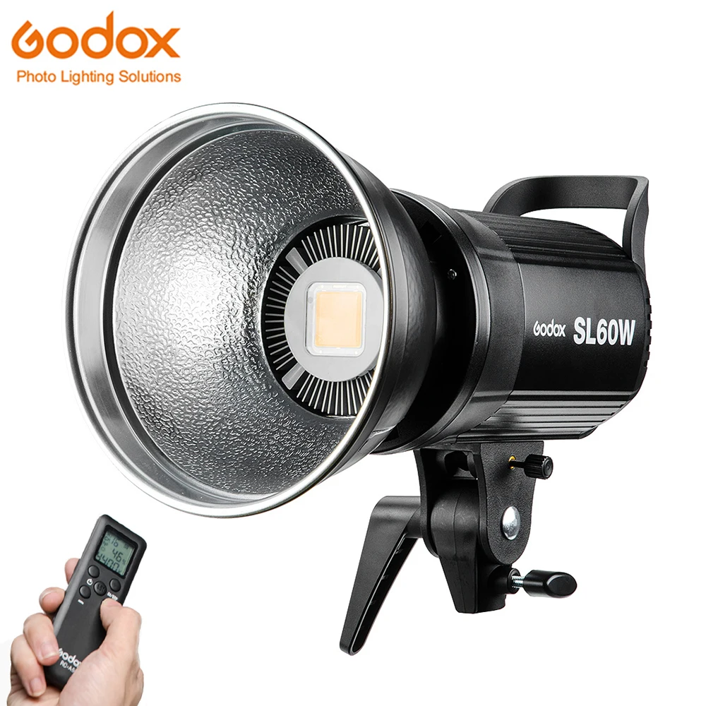Godox SL60W светодиодный видео светильник 5600K 60W CRI 95+ Bowens крепление с дистанционным управлением и BD-04 двери сарая сотовая сетка 4 цвета фильтры - Цвет: Черный