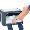 Oxford Fabric Clothing Storage Box with Steel Frame Folding Bag Clear Window Zipper for Clothes Bed Sheets Blanket with Handles 3