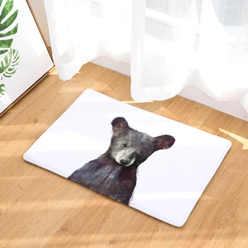 

Cartoon Animal Print Entrance Indoor Mat Fox Deer Home Decor Flannel Absorbent Kitchen Carpet Anti Slip Rectangle Bathroom Rugs