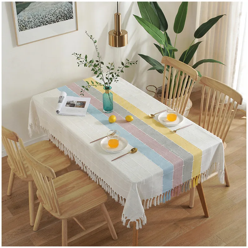 

Simanfei Cotton Linen Table Cloth Rectangle Waterproof Coffee Tea Desk Dining Table Cover Kitchen Tassel Fall Tablecloth