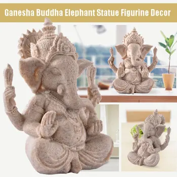 

New Sandstone Ganesha Buddha Elephant Statue Figurine Resin Spiritual Meditation Crafts Miniature Home Decoration Ornaments