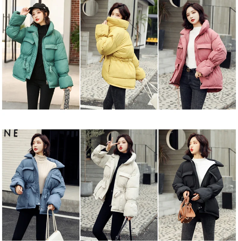 2026 New Winter Hooded Long Sleeve Solid Color Black Cotton-padded Warm Loose Big Size Jacket Women Parkas Fashion Outwear