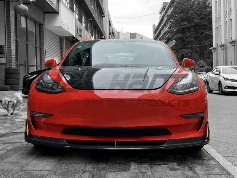 Настоящее углеродное волокно YC дизайн стиль передняя губа для- TESLA модель 3