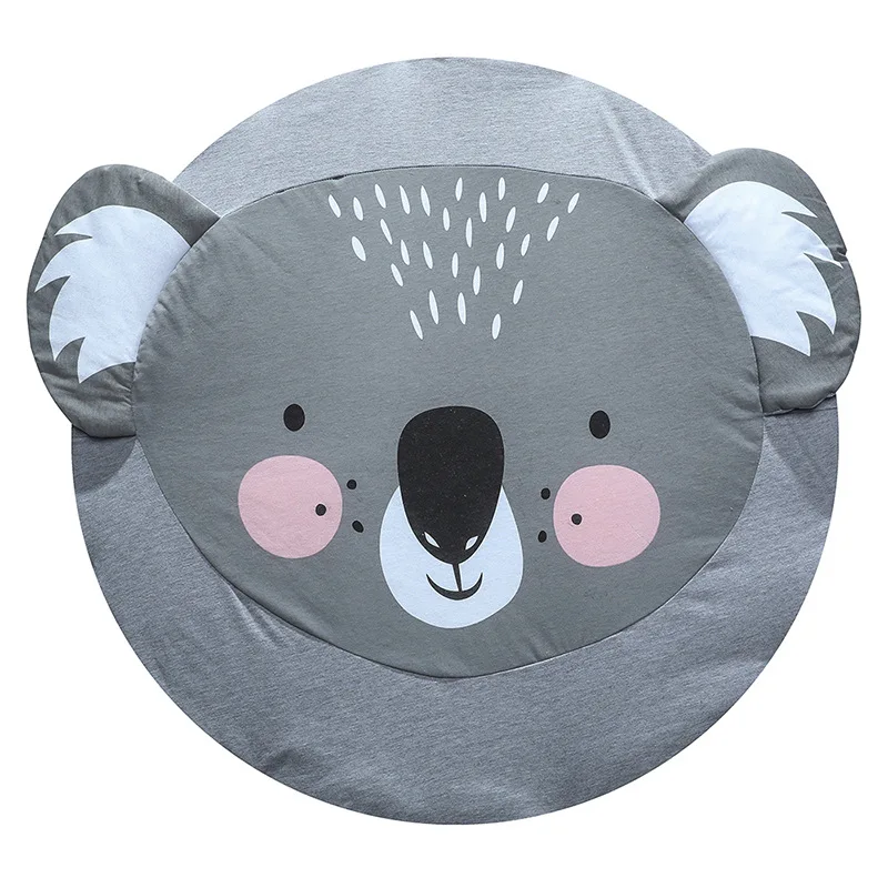 Koala Детский игровой коврик, хлопковый круглый детский коврик с мультяшным животным, для новорожденных, для ползания, одеяло, напольный ковер, коврик для подушки, декор детской комнаты - Цвет: Koala