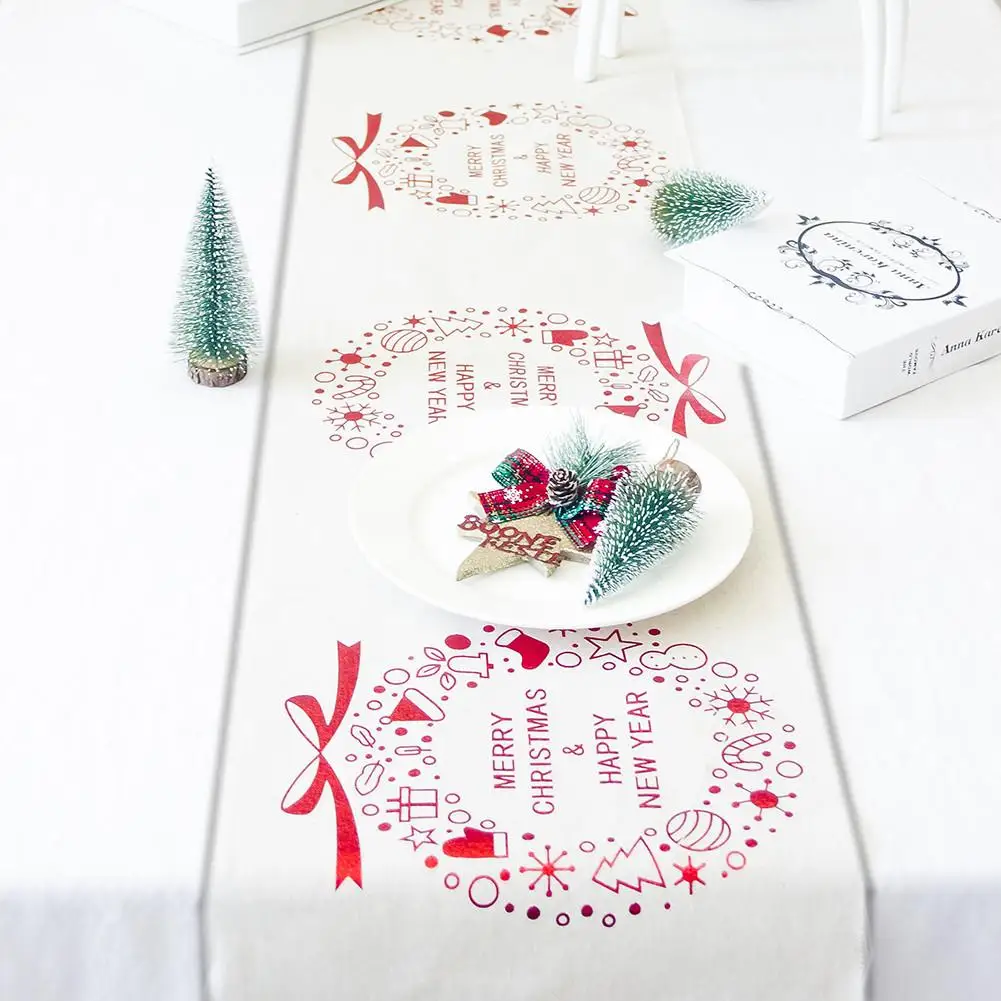 Рождественская скатерть с принтом, Рождественская скатерть, украшение на стол, Рождественская композиция, длинная скатерть# EW