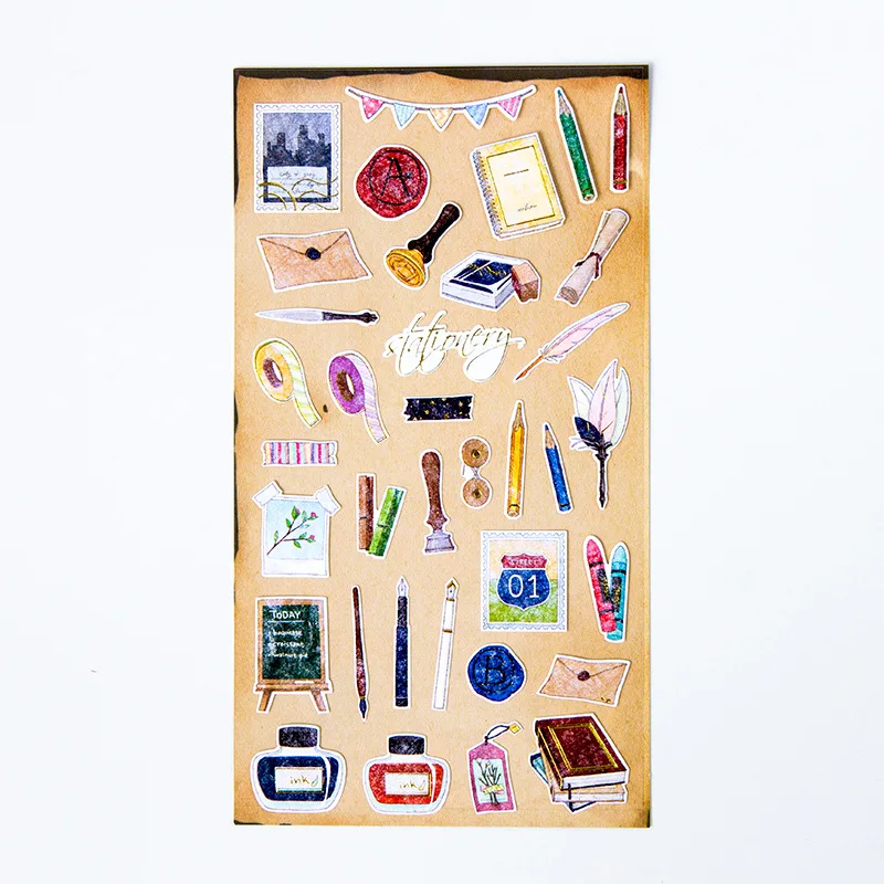 Cute Stationery Stickers For Scrapbooking Vintage Diary Decorative Korea Sticker Junk Journal DIY Craft Supplies One Sheet
