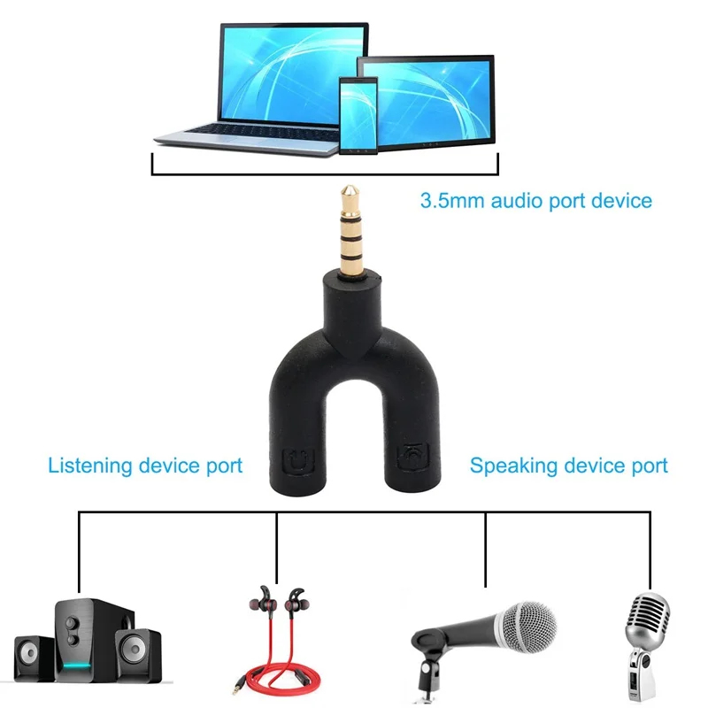 

3.5mm U type Mic Audio Cable Splitter Adapter Converter( Random Color)