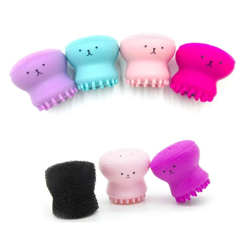 

5 Colors Optional Cute Small Octopus Silicone Wash Brush Cleanser Cleanser Deep Pore Cleansing Exfoliating Wash Skin Care Tools