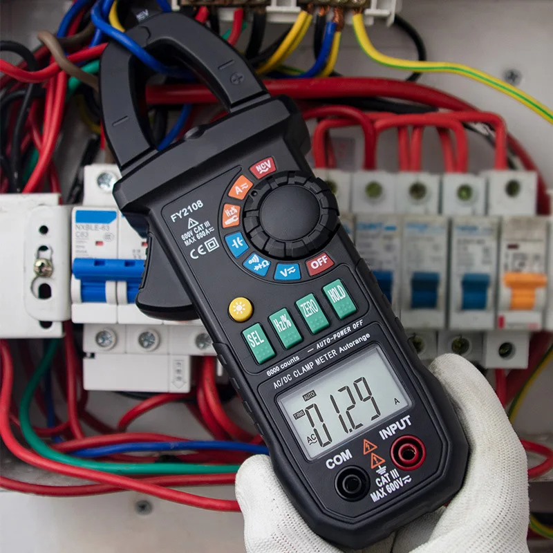 FY2108 цифровой клещи мультиметр Вольтметр Амперметр 600A AC/DC Ом Напряжение Ток тестеры метр SDF-SHIP