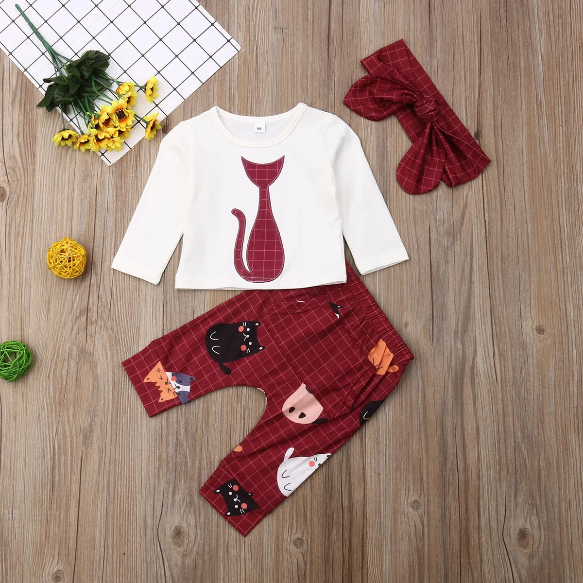 Футболка Herbst Neugeborenen mяdchen Kleinkind Топы + Lange Hosen наряды Kleidung