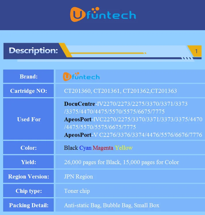 20 штук чип тонера для CT201360 CT201361 CT201362 для Xerox DocuCentre-IV2270/2273/2275/3370/3371/3373/3375/4470/4475/5570/5575/6675