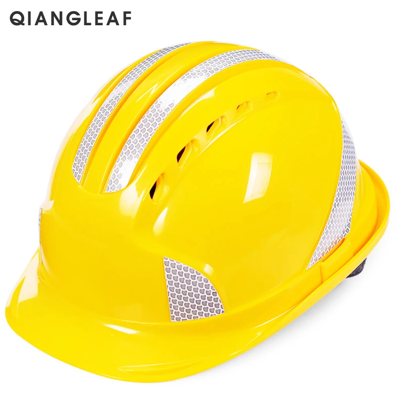 

QIANGLEAF Men's Helmet Safety Helmet Construction Construction Engineering Reflective Strip Thicken Breathable Labor Insura HD67