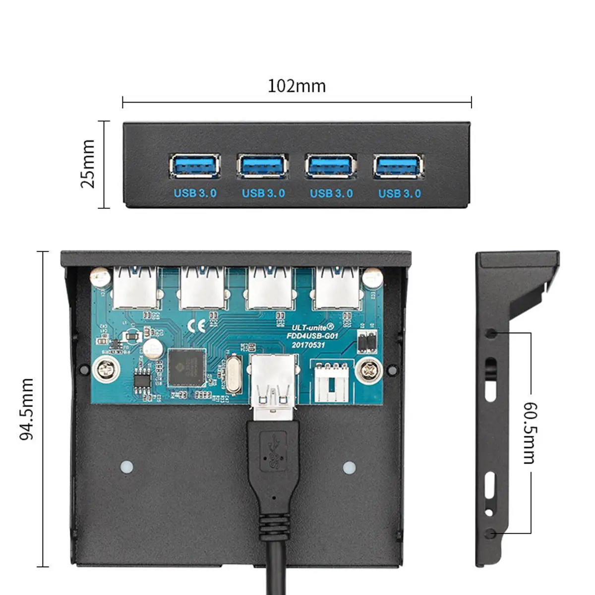 Материнская плата 20Pin Соединительный кабель для 3 5 &quotFloppy Bay USB 0 HUB 4 порта Передняя