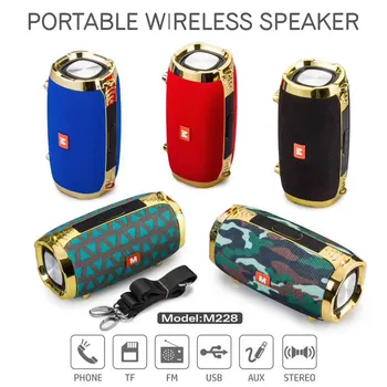 

Handsfree Wireless Outdoor Bluetooth Speaker FM Radio Portable Subwoofer AUX USB TF Card Plated Stereo Boombox LoudspeakerF4047B