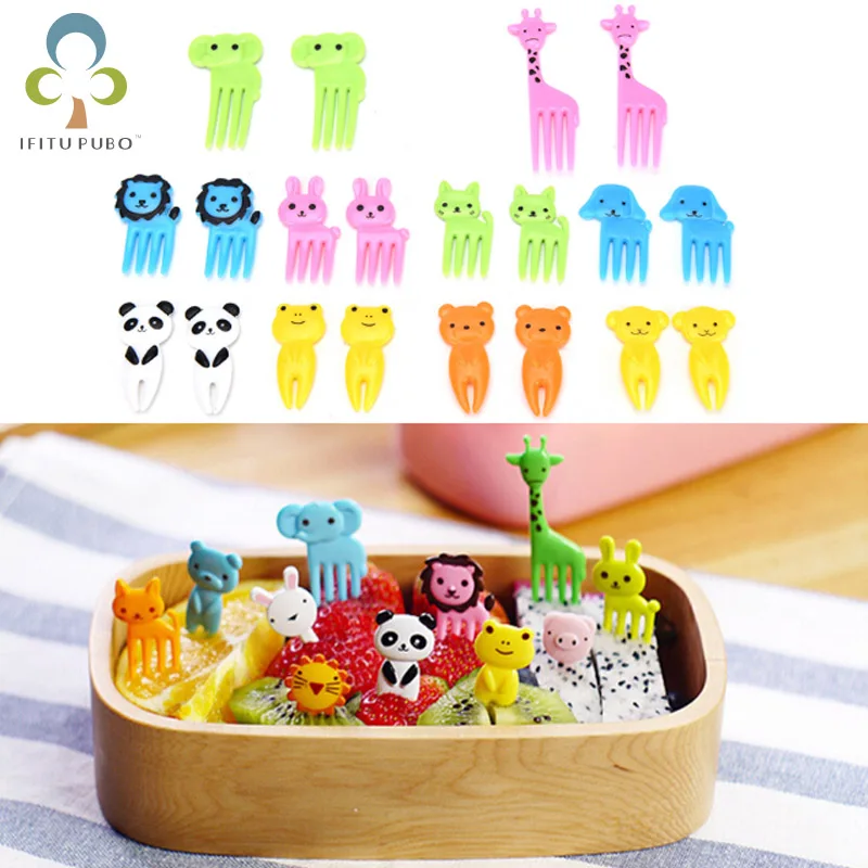 10Pcs Animal Estate Cute Mini Snack Prod Children's Fruit Fork Creative Plastic Decoration Dessert Food Pick LXX | Дом и сад