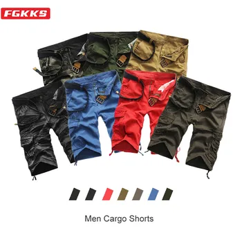

FGKKS Brand Men Casual Shorts Summer New Men's Fashion Multi-Pocket Comfortable Shorts Solid Color Cargo Short Male