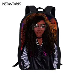 INSTANTARTS школьные ранцы модные черные женские дизайнерские большие рюкзаки через плечо Студенческая сумка для книг
