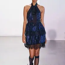 Осеннее Новое поступление мини женское платье с бретельками элегантное сексуальное платье с открытой спиной темно-синего цвета с блестками женское вечернее платье высокого качества
