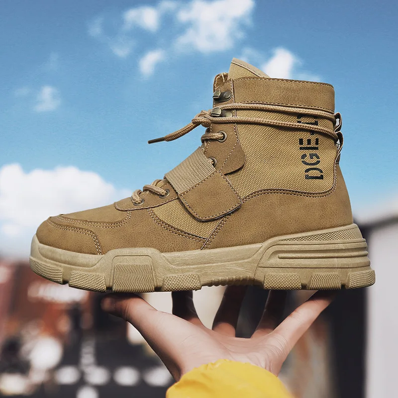 

New Style Men Mid-top Martin Boots 2019 Autumn Korean-style Casual Versatile Worker Boot Cool Magic Buckle Fashion Man Shoes