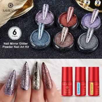 

SAVILAND Glitter Powder Bubble Nails Kit Nails Accessories Sparkling Mirror DIY Manicure Long-Lasting Nail Accesoires