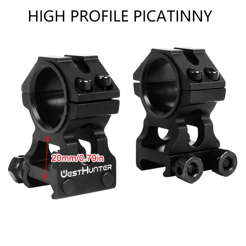 6 Colors High/Low Profile 1 in/30mm Tactical Precision Scope Mount WestHunter Picatinny/Dovetail Scope Rings 