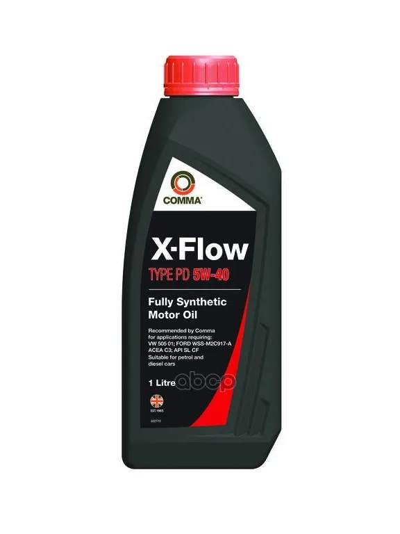 COMMA Масло Моторное Синт Comma X-Flow Type Pd 5w40 1л Acea C3, Api Sl/Cf, Vw 505.01, Ford 917-A Xfpd1l