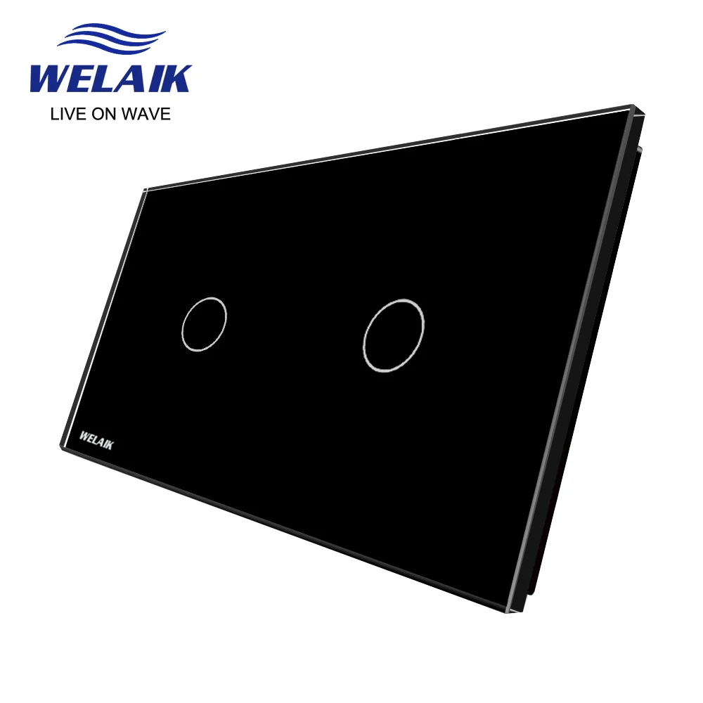 EU 2Frame 151*80mm 1Gang LED Light Wall Touch Switch White Crystal Tempered Glass Panel Only DIY Parts A2911W1 smart wall switch wall touch switch socket light switch cover switch glass panel