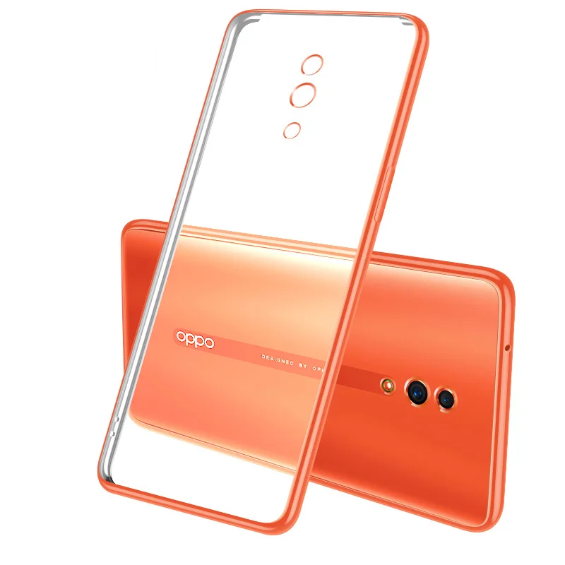 Orange Роскошный прочный прозрачный ТПУ чехол с покрытием для Oppo Reno 10x Zoom, мягкая силиконовая защитная задняя крышка для Reno 6,4'' - Цвет: Orange