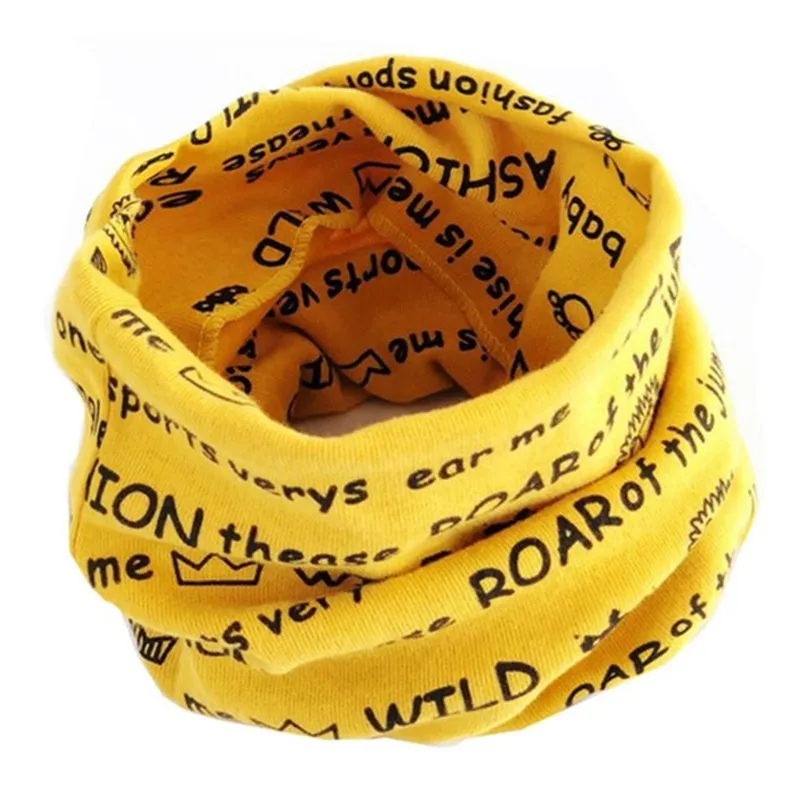 Модный шарф для детей Весна Детские теплые шарфы зимний шарф для девочек для детей хлопок Кольцо Воротник Детские шарфы - Цвет: letter lion yellow