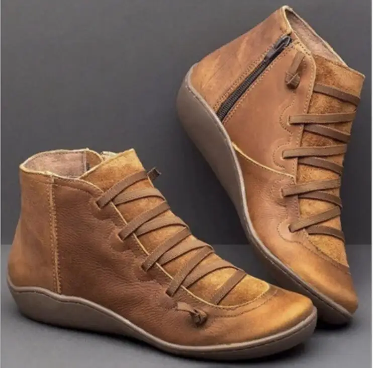 

YIBING1517 New 2019 Autumn Winter Retro Punk Women Boots Fashion Genuine Leather Ankle Boots Zapatos De Mujer Wram Botas Mujer
