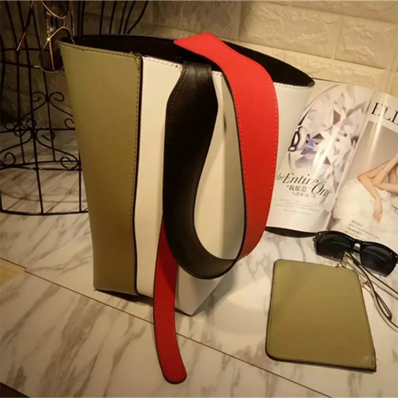 

2019 Autumn And Winter New Style Mixed Colors Bucket Bag Fashion Cool Style One-Shoulder Mixed Colors Exposure Bucket Bag Guangz